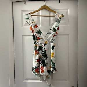 Floral flowy V Cut Romper